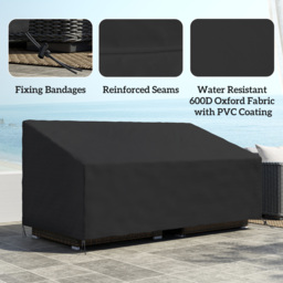 Outsunny 600D Oxford Cloth Furniture Cover, 3 Seater Sofa Protector for Garden Patio, Outdoor, Waterproof, Black, 218 x 111 x 63-101 cm - thumbnail 4