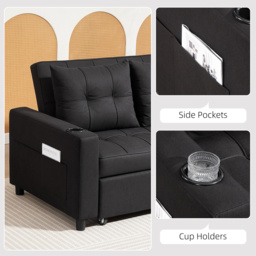 HOMCOM Two-Seater Pull-Out Sofa Bed - Black - thumbnail 7