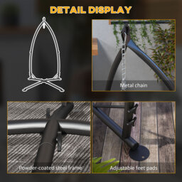 Outsunny Hammock Chair Stand, Hanging Heavy Duty Metal Frame Hammock Stand with Chain, for Hanging Hammock Air Porch Swing Chair, Egg Cahir - thumbnail 7
