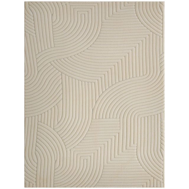 HOMCOM Modern Geometric Rug, Thick & Plush, Non-Slip, 160 x 120 cm – Cream, Living Room/Bedroom/Office - image 1
