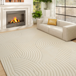 HOMCOM Modern Geometric Rug, Thick & Plush, Non-Slip, 160 x 120 cm – Cream, Living Room/Bedroom/Office - thumbnail 2