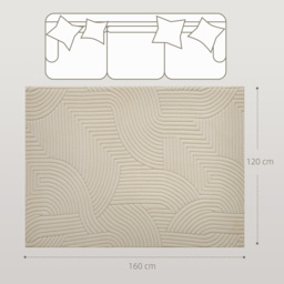 HOMCOM Modern Geometric Rug, Thick & Plush, Non-Slip, 160 x 120 cm – Cream, Living Room/Bedroom/Office - thumbnail 3