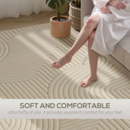 HOMCOM Modern Geometric Rug, Thick & Plush, Non-Slip, 160 x 120 cm – Cream, Living Room/Bedroom/Office - thumbnail 4