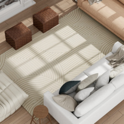 HOMCOM Modern Geometric Rug, Thick & Plush, Non-Slip, 160 x 120 cm – Cream, Living Room/Bedroom/Office - thumbnail 7