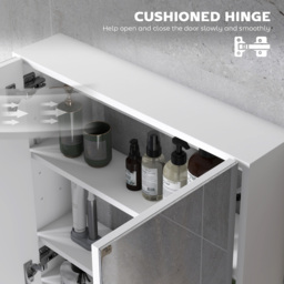 HOMCOM Double Door Wall Mounted Glass Mirror Cabinet Modern Storage Unit Bathroom Shelf Organiser Waterproof Wooden Frame 60W x 15D x 60H cm - thumbnail 7