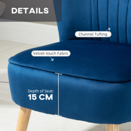 HOMCOM Velvet Accent Chair Occasional Tub Seat Padding Curved Back w/ Ottoman Wood Frame Legs Home Furniture, Dark Blue - Aosom UK - thumbnail 5