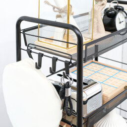 HOMCOM 5 Tier Utility Rolling Cart, Metal Storage Cart, Kitchen Cart with Removable Mesh Baskets, for Living Room and Bathroom, Black - Aosom UK - thumbnail 8