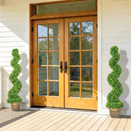HOMCOM Set of 2 Artificial Plants, Topiary Spiral Boxwood Trees with Pot, for Home Indoor Outdoor Decor, 150cm - thumbnail 7