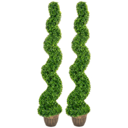 HOMCOM Set of 2 Artificial Plants, Topiary Spiral Boxwood Trees with Pot, for Home Indoor Outdoor Decor, 150cm - thumbnail 9