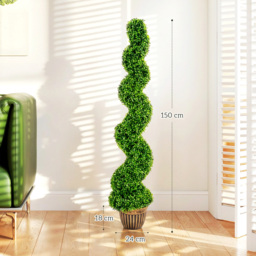 HOMCOM Set of 2 Artificial Plants, Topiary Spiral Boxwood Trees with Pot, for Home Indoor Outdoor Decor, 150cm - thumbnail 3