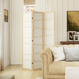 HOMCOM Wooden Folding Privacy Screen, 3 Panel Room Divider for Bedroom, Natural Wood Finish - thumbnail 7