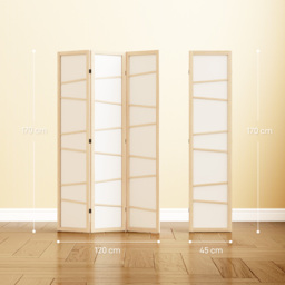 HOMCOM Wooden Folding Privacy Screen, 3 Panel Room Divider for Bedroom, Natural Wood Finish - thumbnail 3