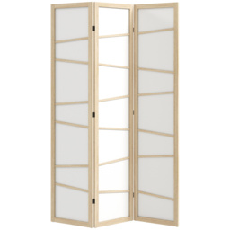HOMCOM Wooden Folding Privacy Screen, 3 Panel Room Divider for Bedroom, Natural Wood Finish