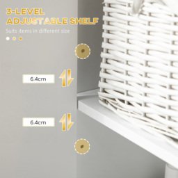 Kleankin Narrow Bathroom Storage Cabinet, Freestanding Tallboy Storage Unit Floor Cabinet Slim Corner Organizer w/Adjustable Shelf Steel Base, White - thumbnail 6