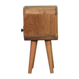 Mango Wood Narrow Curved Nightstand, Bedroom Side Table w/Spacious Drawer & Open Slot, Brown - Aosom UK - thumbnail 7