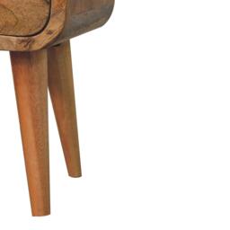 Mango Wood Narrow Curved Nightstand, Bedroom Side Table w/Spacious Drawer & Open Slot, Brown - Aosom UK - thumbnail 5