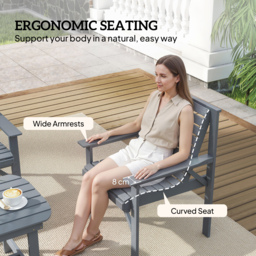 Outsunny 4 Piece Wooden Garden Furniture Set, Outdoor Garden Sofa Set with 2 Armchairs, Loveseat and Coffee Table, Grey - thumbnail 6