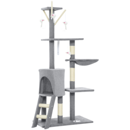 PawHut Multi-Level Cat Tower, 134cm Cat Tree with Condo and Sisal Scratching Posts for Indoor Kittens, Grey - thumbnail 1