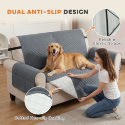 PawHut Waterproof Sofa Cover 2 Seater, Soft Couch Cover for Dogs Cats Pets, Non Slip Sofa Slipcoevr with Elastic Straps - thumbnail 5