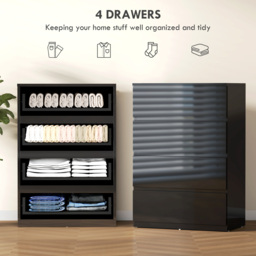 HOMCOM Chest of Drawers, 4-Drawer Storage Cabinets, Modern Dresser, Storage Drawer Unit for Bedroom - thumbnail 4