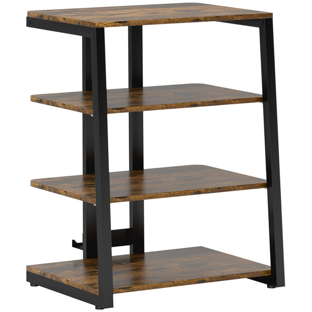 HOMCOM HiFi Stand, with Four Storage Shelves - Rustic Brown - image 1