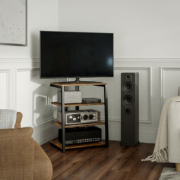 HOMCOM HiFi Stand, with Four Storage Shelves - Rustic Brown - thumbnail 9