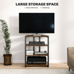 HOMCOM HiFi Stand, with Four Storage Shelves - Rustic Brown - thumbnail 4