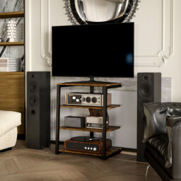 HOMCOM HiFi Stand, with Four Storage Shelves - Rustic Brown - thumbnail 8
