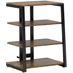 HOMCOM HiFi Stand, with Four Storage Shelves - Rustic Brown - thumbnail 1