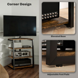 HOMCOM HiFi Stand, with Four Storage Shelves - Rustic Brown - thumbnail 7