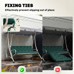 Outsunny 3 Seater Bench Cushion, Garden Chair Cushion with Back and Ties for Indoor and Outdoor Use, 98 x 150 cm, Green - thumbnail 6