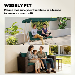 Outsunny 3 Seater Bench Cushion, Garden Chair Cushion with Back and Ties for Indoor and Outdoor Use, 98 x 150 cm, Green - thumbnail 8