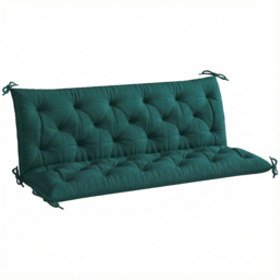 Outsunny 3 Seater Bench Cushion, Garden Chair Cushion with Back and Ties for Indoor and Outdoor Use, 98 x 150 cm, Green - thumbnail 1