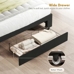 HOMCOM Double Ottoman Bed Frame, with Front Drawer - Black - thumbnail 7