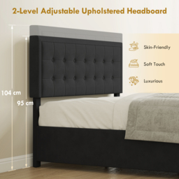 HOMCOM Double Ottoman Bed Frame, with Front Drawer - Black - thumbnail 6