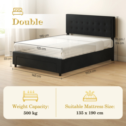 HOMCOM Double Ottoman Bed Frame, with Front Drawer - Black - thumbnail 3