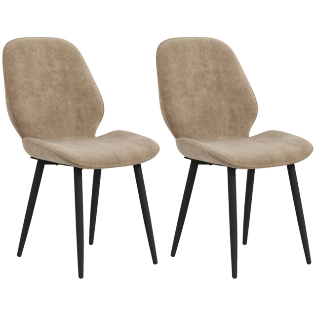 HOMCOM Velvet Dining Chairs, Set of 2 Dining Room Chairs with Metal Legs for Living Room, Dining Room, Light Brown - image 1