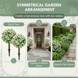 HOMCOM Artificial Rose Topiary UV Resistant, 2-Pack Fake Plants, 55 cm, White - thumbnail 5