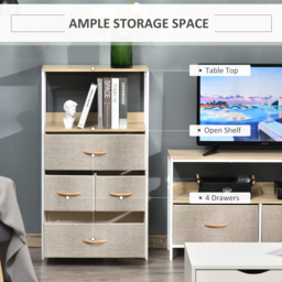 HOMCOM Modern Chest of Drawers with 4 Fabric Bins, Storage Unit for Bedroom or Living Room, White - Aosom UK - thumbnail 4