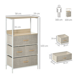 HOMCOM Modern Chest of Drawers with 4 Fabric Bins, Storage Unit for Bedroom or Living Room, White - Aosom UK - thumbnail 3
