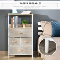 HOMCOM Modern Chest of Drawers with 4 Fabric Bins, Storage Unit for Bedroom or Living Room, White - Aosom UK - thumbnail 7