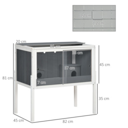 PawHut Wooden Hamster House Hamster Cage with Shelf, for Dwarf Hamsters, Gerbils, Rutin Chickens, with Huts, 82 x 45 x 81 cm, Dark Grey - thumbnail 3