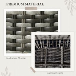Outsunny Seven-Piece Rattan Dining Set with Tempered Glass Table Top and Parasol Hole - Grey - thumbnail 7