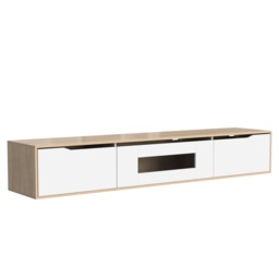 White TV Cabinet with High Gloss and Color Changing LED Lights, Media Unit with Storage for Living Room, Bedroom, 180x35x30 cm, White - Aosom.UK - thumbnail 2