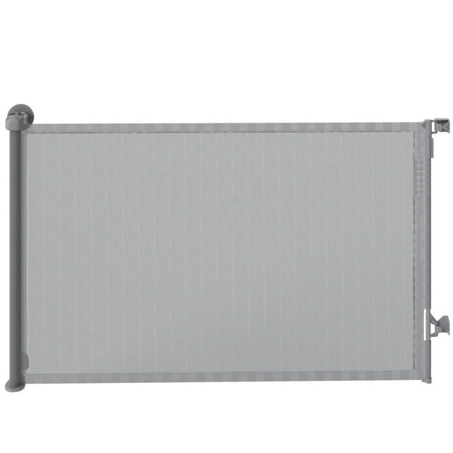 PawHut Retractable Dog Gate, Extends to 140 cm Wide & 93 cm Tall, Mesh Pet Gate with Single Hand Operation, for Stairs Doorways - image 1