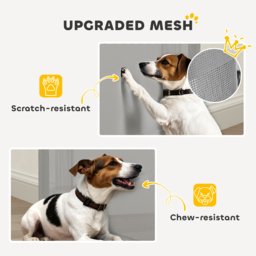 PawHut Retractable Dog Gate, Extends to 140 cm Wide & 93 cm Tall, Mesh Pet Gate with Single Hand Operation, for Stairs Doorways - thumbnail 6