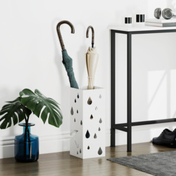 HOMCOM Six-Umbrella Steel Holder Stand - White - Aosom UK - thumbnail 2