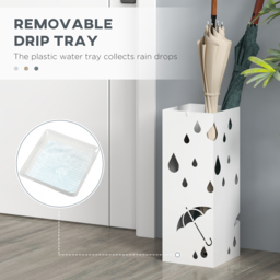 HOMCOM Six-Umbrella Steel Holder Stand - White - Aosom UK - thumbnail 5