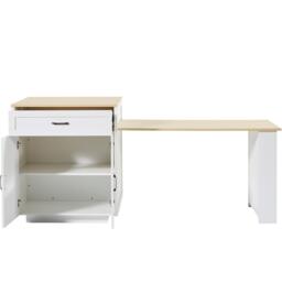 Extendable Bar Table with 2 Compartments and Side Spice Rack, Expandable Kitchen Island for 2–6 People, 133-202L x 70W x 93.5H cm, White - Aosom UK - thumbnail 2