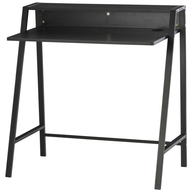 HOMCOM Computer Desk, Black, Home Office Writing Table Workstation with Storage Shelf, Ideal for PC Laptop - Aosom UK - image 1